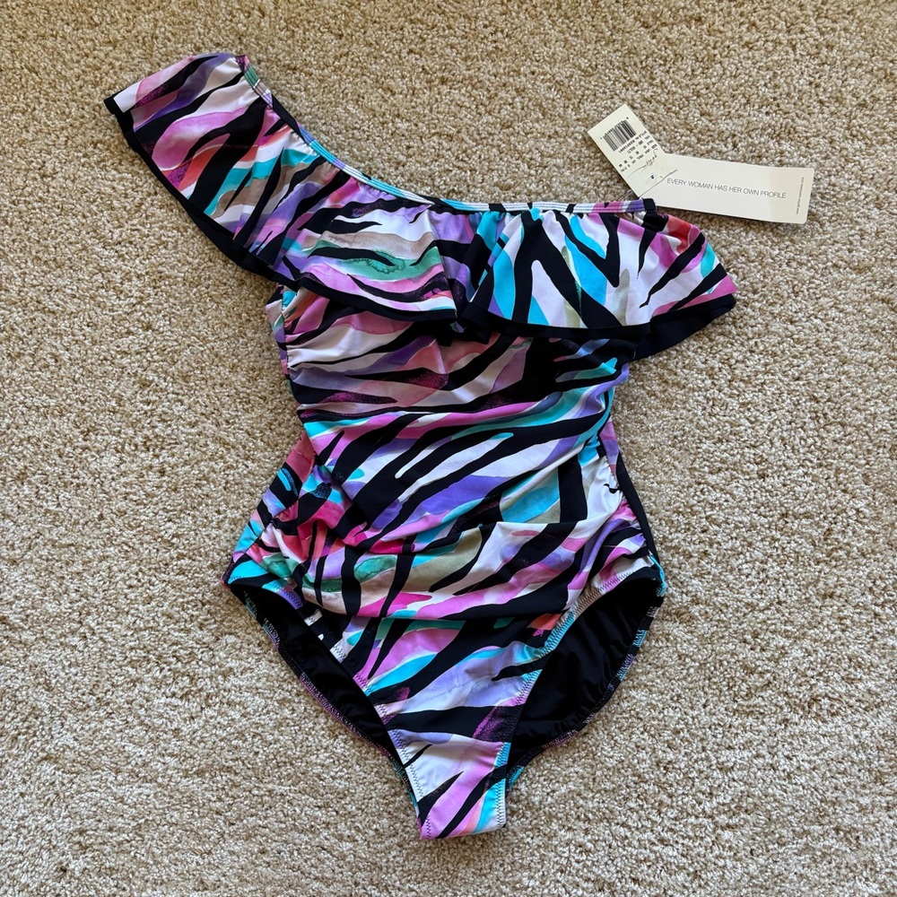 Profile by Gottex 'Wild Parade' One-Shoulder One-Piece Swimsuit - Size 10